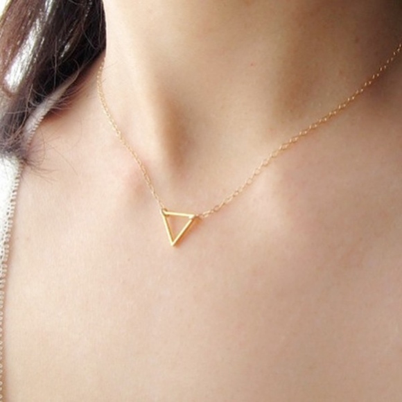 golden threads Jewelry - Simple Dainty Triangle Pendant Necklace